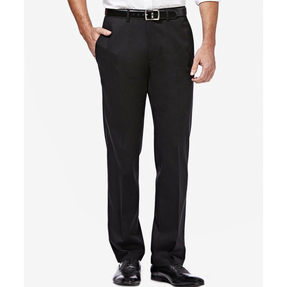 $70 NEW HAGGAR MENS 34X34 BLACK COTTON STRAIGHT PREMIUM SOFT KHAKI/CHINO PANTS